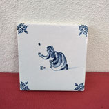 Ancien Carreau Carrelage Faience de Delft Décor Femme  Jeux 10cm