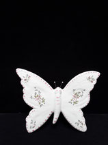 Papillon 9 Faience De Desvres Nouveau Décor Fleurs Roses  Hauteur 13cm Largeur 13 cm