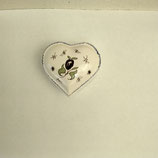 Coeur Faience De Desvres Hauteur 3cm Diamètre 6cm Décor Fleur