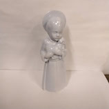 Jésus Agneau Bleu ciel communion Faience De Desvres Hauteur 18cm