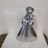 Nouveau ! Vierge et L enfant Faience De Desvres Argenté Hauteur 25cm Longueur 16,5 cm