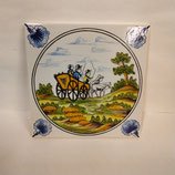 Carreau Carrelage Faience De Desvres 13cm Fourmaintraux Delassus Calèche Enfants chevaux