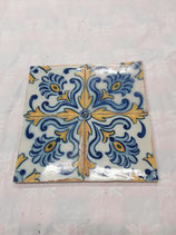 4 Carreaux Anciens Faience Azulejos Portugal 14 cm ×14cm réf AB19