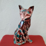 Chat Art Déco Faience De Desvres Hauteur 30 cm couleur unique
