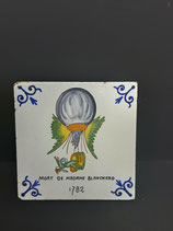 Ancien Carreau Carrelage Faience de Desvres Décor Montgolfière 13cm