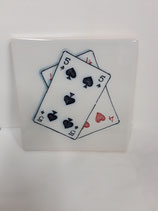 Carreau Faience cinq de pique quatre de coeur dimensions 13cm×13 cm référence B