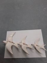 Lot de 3 Hirondelles porte bonheur grande 18 cm moyenne 15 cm petite 11,5 cm Faience de Desvres s accroche avec une simple vis