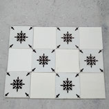 Lot De 12 Anciens Carreaux Carrelages Faience De Desvres 11cm Marron et Crème