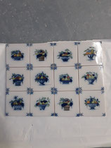 Lot de 12 Carreaux Panier avec ses Fruits Faience de Delft  réf AB21 dimensions 13cm×13cm épaisseur 1 cm