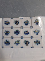 Lot de 12 Carreaux Panier avec ses Fruits Faience de Delft  réf AB21 dimensions 13cm×13cm épaisseur 1 cm
