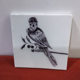 Ancien Carreau Décor Oiseau Manganèse Carrelage Faience De Delft estampillé Makkum 13cm