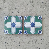 2 Rares  Anciens Carreaux Carrelages Faience De Desvres 15 cm Fourmaintraux Courquin