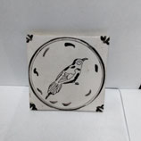 Ancien Carreau Carrelage Faience Ponchon 11cm Oiseau