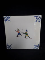 Ancien Carreau Delft Jeux numéro 16  dimensions 13cm ×13cm