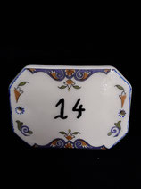 Plaque de porte Faience de Desvres Décor Rouen Longueur 15 cm Hauteur 11cm