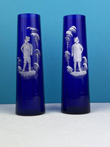 MARY GREGORY PAIRE DE VASES BLEUS