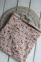 Bikini Bag weiss mit Blumen lachs-terracotta-bordeaux