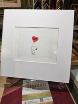 Radierung "Snoopy mit Ballon", 34 x 34 cm inkl. Passepartout