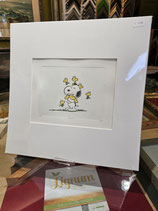 Radierung "Snoopy mit Woodstocks", 34 x 34 cm inkl. Passepartout