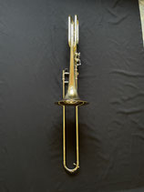 Bassposaune "Schmid" mit Quart- und Quintventil - Schallstück aus Goldmessing - Neusilber Aussenzug - hartverchromter Innenzug
