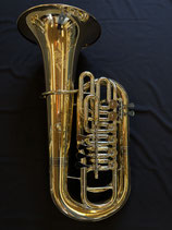 F-Tuba "Schmid" - 6-ventilig (4+2) - Goldmessing - Neusilbergarnitur -  Zubehör und Rollkoffer