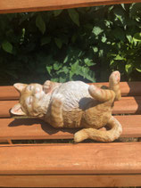 RIBEL25214027 Katze Figur liegt braun