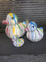 JL00010BB3 Ente Figur bunt bemalt 3er Set