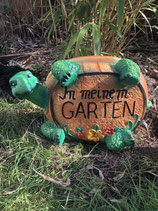 RIZW55 Schildkröte Gartenfigur mit Schild Willkommen