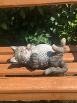 RIBEL25214028 Katze Figur liegt grau