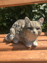 RIBEL25214019 Katze Figur liegt grau
