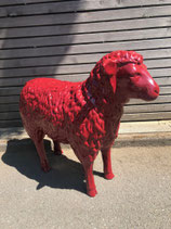 122040BUHR Schaf Figur steht groß himbeerrot