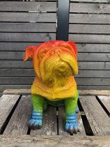 RIB228RB Mops Hund Figur Regenbogenfarben