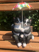 RIBEL25214026 Katzen Figur mit Sonnenschirm schwarz