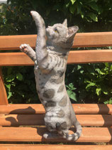 RIBEL25214017 Katze Figur streckt sich grau