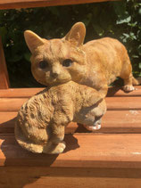 RIBEL25214021 Katzen Figur mit Kind braun