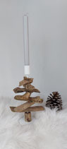 Metallkerzenhalter mit Treibholz-Tannenbaum