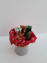 Decorated Basket With Wrapped Christmas Presents