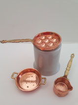 Vintage 3pc Metal Copper Cookware Set