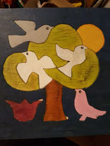 Holz Puzzle Baum mit Tauben