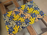 Double-set fond jaune/orange fleurs marine