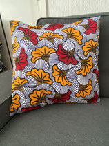 Housse de coussin fleurs de mariage rouge/jaune