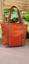 Sac cabas orange doublé coton léopard