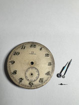 Vintage Omega Vintage Zifferblatt & gebläuter Zeigersatz für Caliber 26.5 etc. - Omega Vintage Dial & Hands - gebraucht mit Altersspuren - used