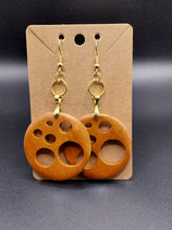 Boucles d'oreilles merisier rondes