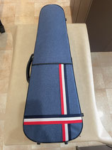 ★青トリコロール柄バイオリンケース  新品！ 4/4～1/10サイズ  肩当て・楽譜など収納に便利　機能性抜群★