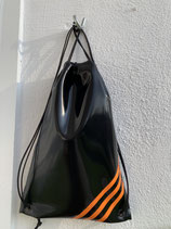 Rubberbag black big with orange stripes