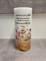 Trauerkerze 20x8 cm mit Holzeinleger und Teelichteinsatz Trockenblumen 5015 1039