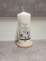 Trauerkerze Blumen blau 19 cm 5015 1029