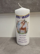 Kerze Stumpen Reh Blumenkranz lila 5015 39 19x8 cm