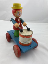 Nachziehspielzeug Clown mit Trommel Holz antik. Art. Nr. 5493